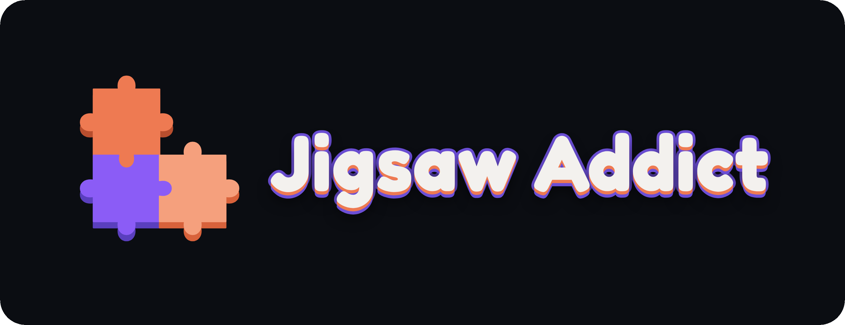 Jigsaw Addict horizontal logo on a dark plate
