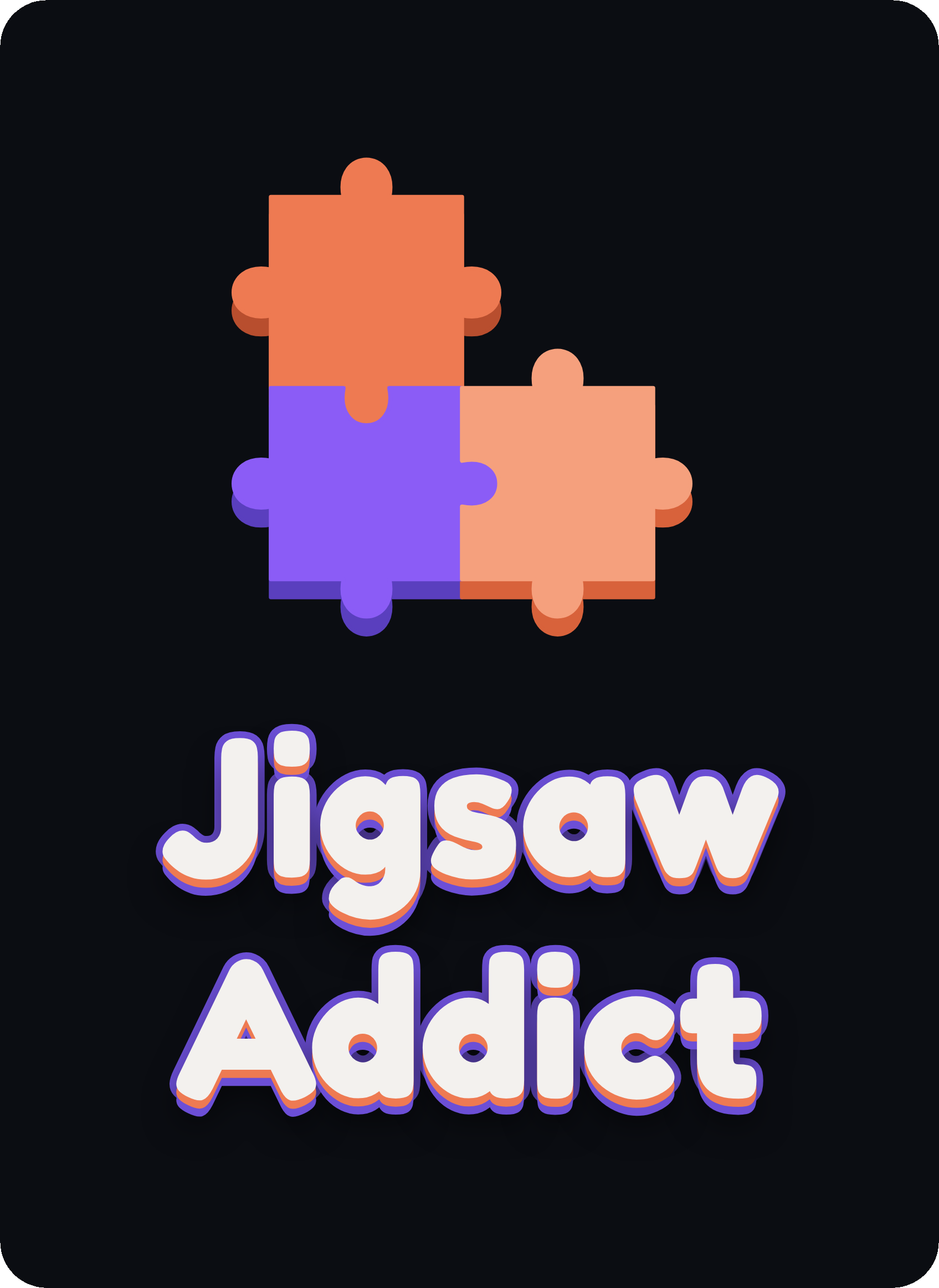 Jigsaw Addict stacked logo on a dark plate