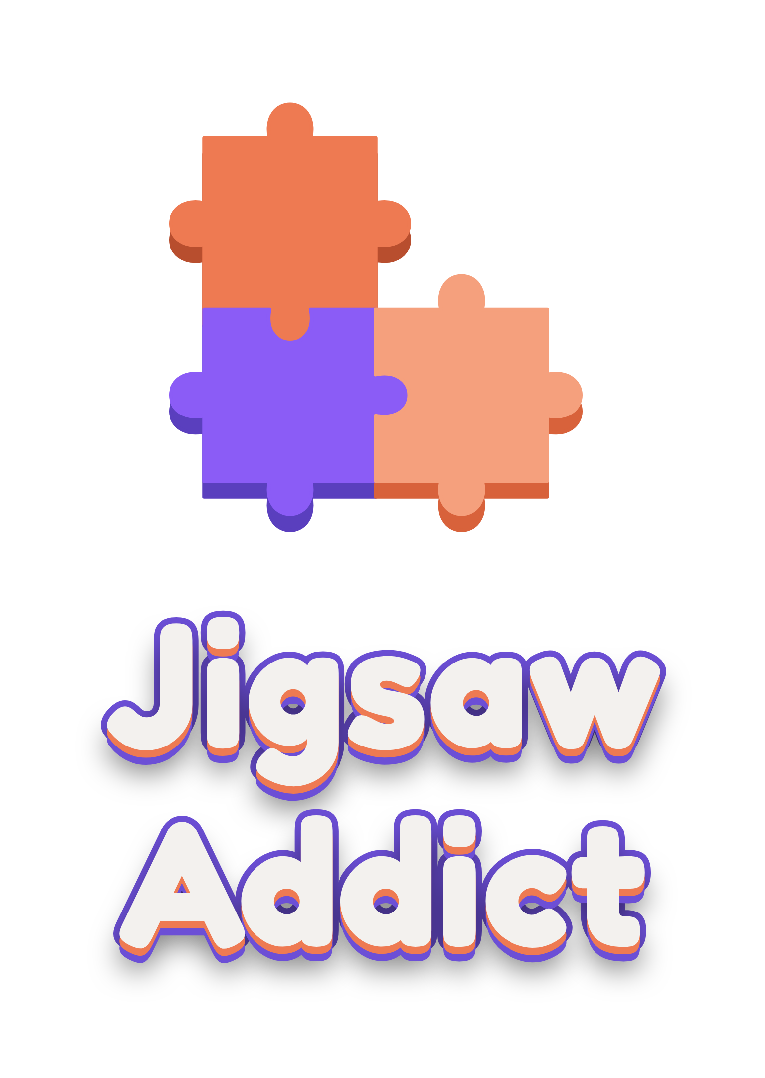 Jigsaw Addict stacked logo, transparent background